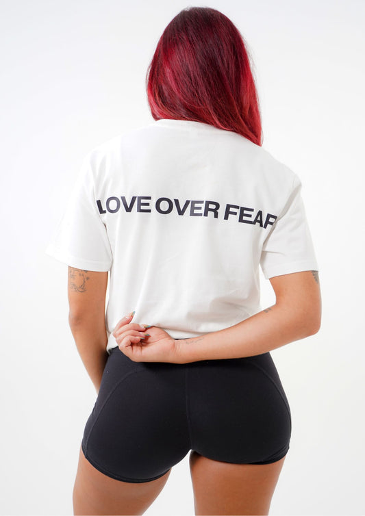 Love Over Fear White Uni-Sex T-Shirt